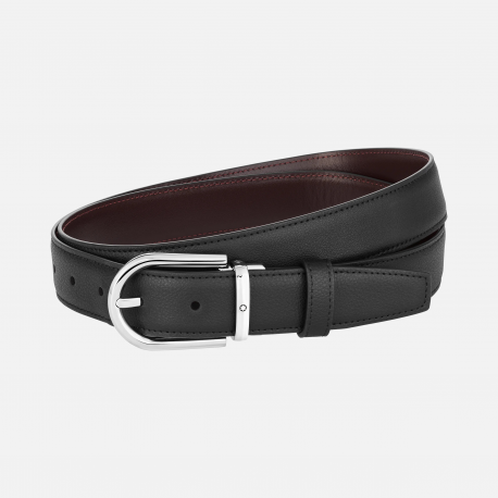 Ceinture réversible à boucle fer à cheval de 30 mm en cuir noir/bordeaux