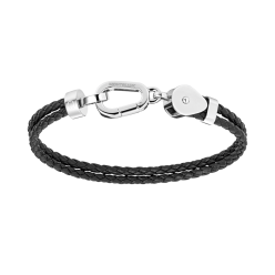 Bracelet double Wrap Me en cuir et acier