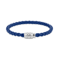 Bracelet Acier fermeture 3 anneaux et Cuir Bleu