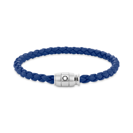 Bracelet Acier fermeture 3 anneaux et Cuir Bleu