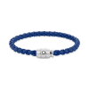 Bracelet Acier fermeture 3 anneaux et Cuir Bleu