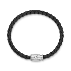 Bracelet Acier fermeture 3 anneaux et Cuir Noir