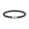 Bracelet Acier fermeture 3 anneaux et Cuir Noir