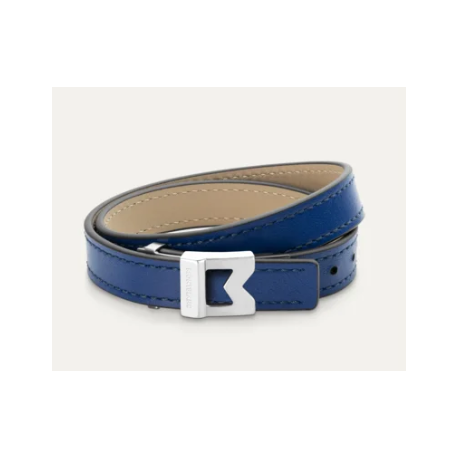 Bracelet Montblanc M logo cuir bleu taille ajustable
