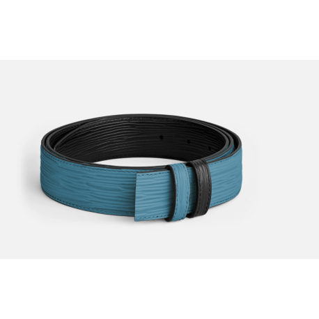 Ceinture réversible de 35 mm en cuir bleu cendré/noir