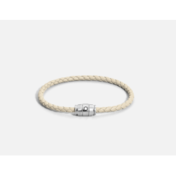 Bracelet acier 3 anneaux Collection Meisterstück en cuir beige nuage, taille 60