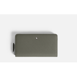 Portefeuille 12cc avec zip circulaire Sartorial gris moyen