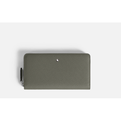 Portefeuille 12cc avec zip circulaire Sartorial gris moyen