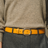 Ceinture réversible à boucle L’Ovale de 35 mm en cuir fauve/noir