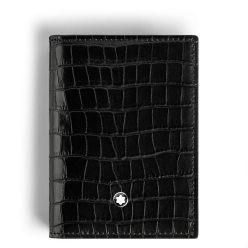 Porte-Cartes 4cc en Cuir Embossé Croco noir