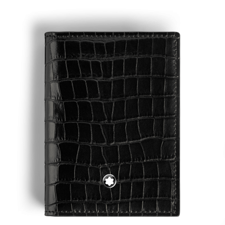 Porte-Cartes 4cc en Cuir Embossé Croco noir