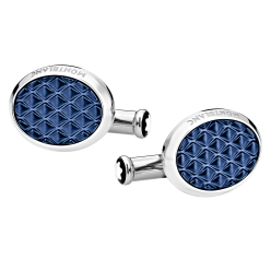 Boutons de Manchette Ovales Meisterstück avec Incrustation Géométrique en Laque