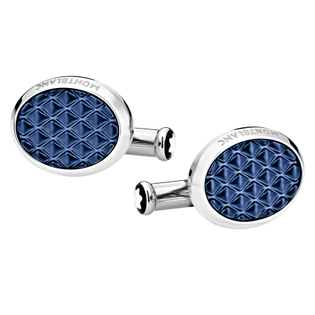 Boutons de Manchette Ovales Meisterstück avec Incrustation Géométrique en Laque