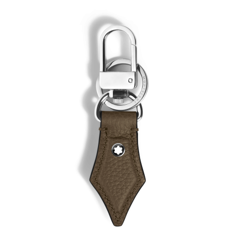 Porte-Clés Plume en Cuir Grainé noisette