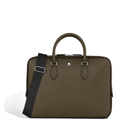 Porte-documents Fin en Cuir Sartorial kaki