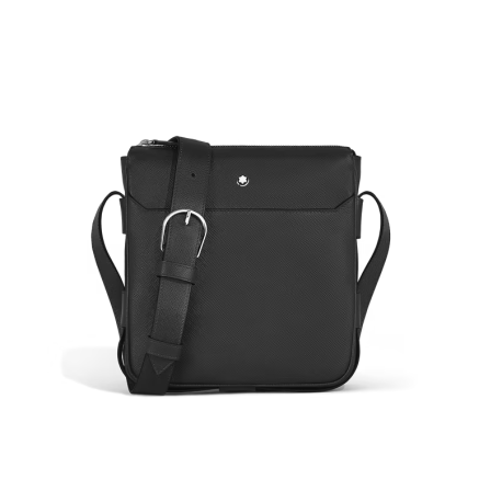 Sac Messenger vertical à Bandoulière en Cuir Sartorial noir