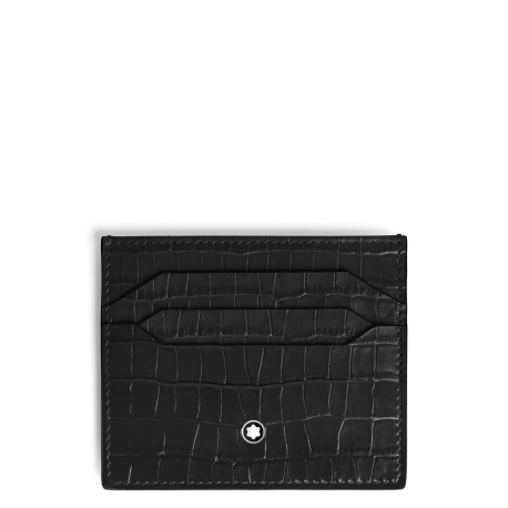 Porte-Cartes 6cc en Cuir Embossé Croco noir