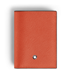 Mini Portefeuille 4cc en Cuir Sartorial Mandarine