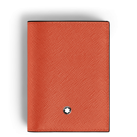 Mini Portefeuille 4cc en Cuir Sartorial Mandarine