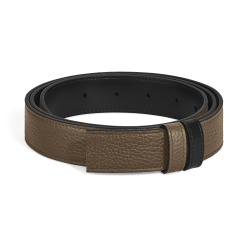 Lanière de ceinture réversible de 30 mm en cuir grainé noisette/noir