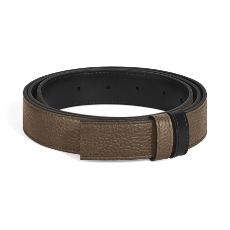 Lanière de ceinture réversible de 30 mm en cuir grainé noisette/noir
