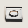 Bracelet Plume Simple en Cuir Grainé noir