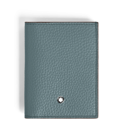 Mini Portefeuille 4cc en Cuir Grainé bleu givré