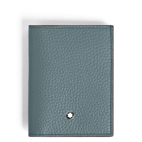 Mini Portefeuille 4cc en Cuir Grainé bleu givré