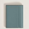 Mini Portefeuille 4cc en Cuir Grainé bleu givré