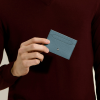 Porte-Cartes 5cc en Cuir Grainé bleu givré