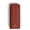 Étui pour 2 Instruments d'Écriture Zippé en Cuir Sartorial chêne rouge