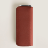 Étui pour 2 Instruments d'Écriture Zippé en Cuir Sartorial chêne rouge
