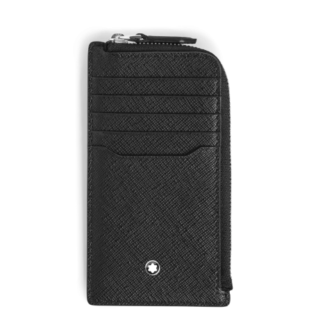 Porte-Cartes 7cc Zippé en Cuir Sartorial noir