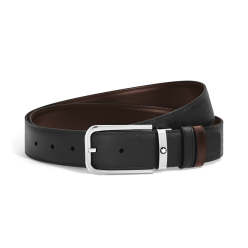 Ceinture Réversible 35 mm à boucle Rectangulaire en Cuir Sartorial noir/ebène