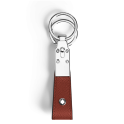 Porte clefs Sartorial cuir rouge chêne 2 anneaux