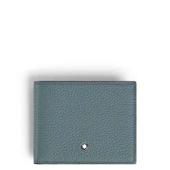 Portefeuille 6cc en Cuir Grainé Bleu givré