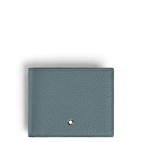 Portefeuille 6cc en Cuir Grainé Bleu givré
