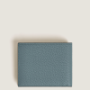 Portefeuille 6cc en Cuir Grainé Bleu givré