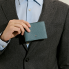 Portefeuille 6cc en Cuir Grainé Bleu givré
