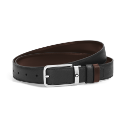 Ceinture Réversible 30 mm à boucle Rectangulaire en Cuir Sartorial noir/ébène