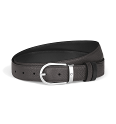Ceinture réversible Montblanc en cuir grainé gris 30 mm avec boucle fer à cheval