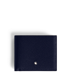 Portefeuille 8cc en cuir grainé bleu nuit