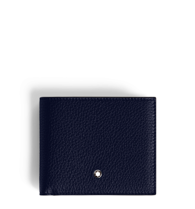 Portefeuille 8cc en cuir grainé bleu nuit