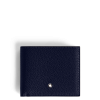 Portefeuille 8cc en cuir grainé bleu nuit