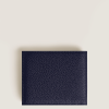Portefeuille 8cc en cuir grainé bleu nuit