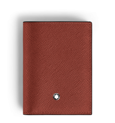 Mini Portefeuille 4cc en Cuir Sartorial chêne rouge