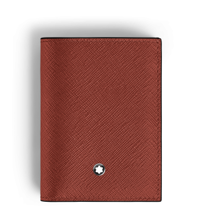 Mini Portefeuille 4cc en Cuir Sartorial chêne rouge