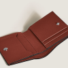 Mini Portefeuille 4cc en Cuir Sartorial chêne rouge
