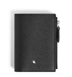 Mini Portefeuille Vertical 6cc en Cuir Sartorial noir zip