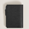 Mini Portefeuille Vertical 6cc en Cuir Sartorial noir zip